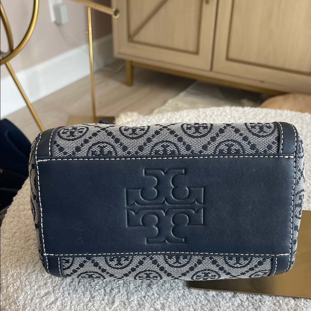 Tory Burch Dark Blue T-Monogram Satchel - Picture 4 of 7